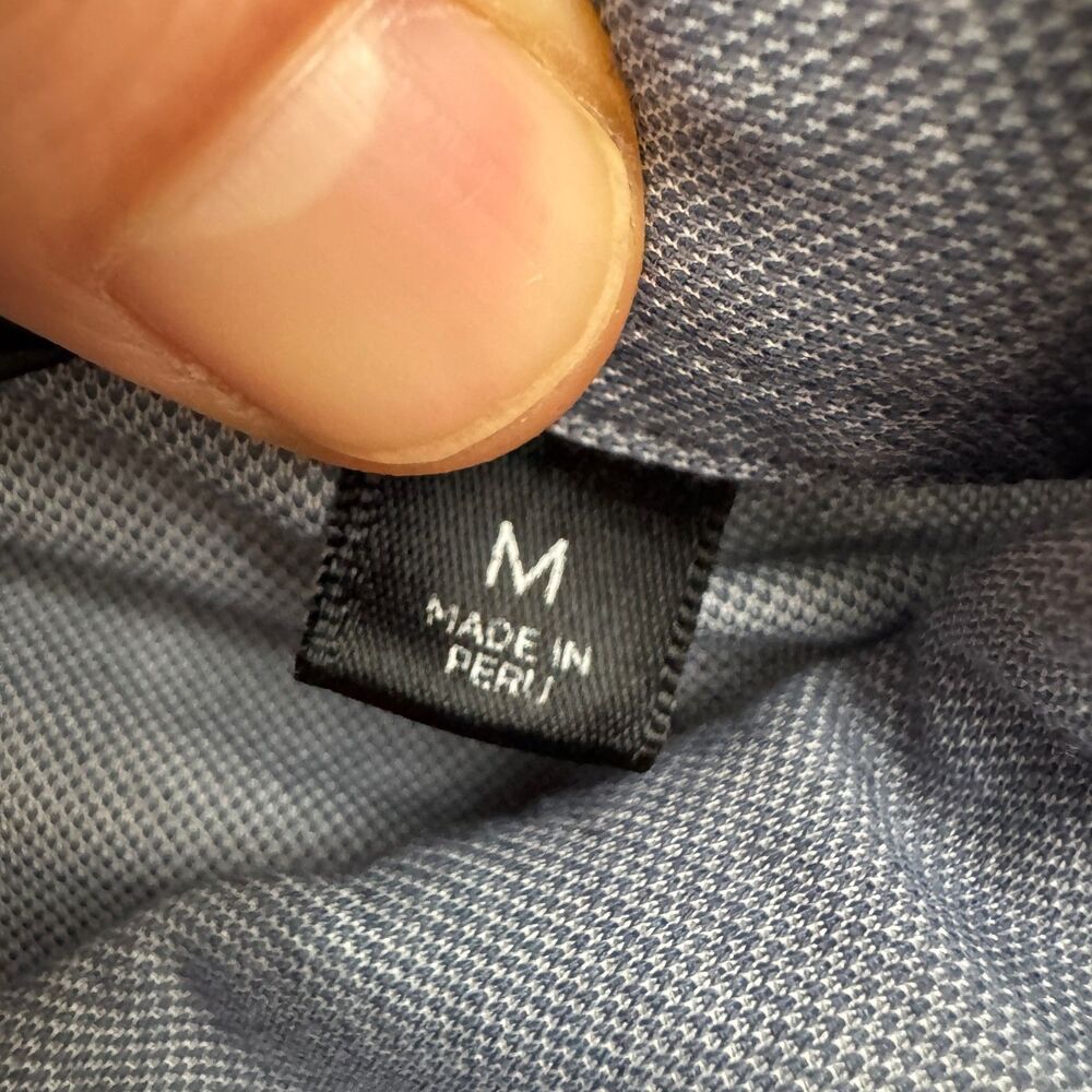 Travis Mathew Cotton Blend Polo Shirt Mens Medium Heathered Blue Golf Preppy Top - Picture 7 of 14